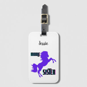 Middle Sister Purple Pony Rearing Luggage Tag