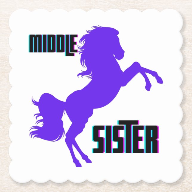 Middle Sister Purple Pony Rearing Paper Coaster (Front)