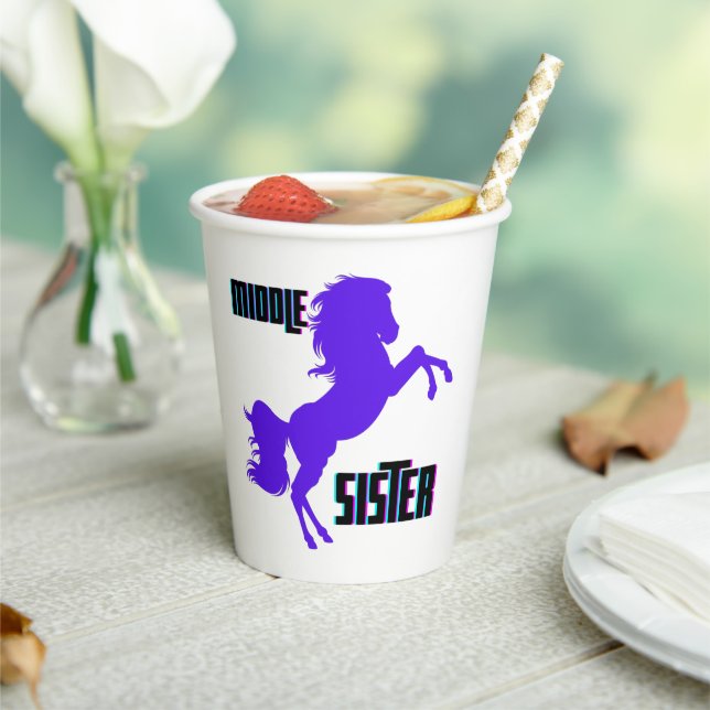 Middle Sister Purple Pony Rearing Paper Cups (Insitu)