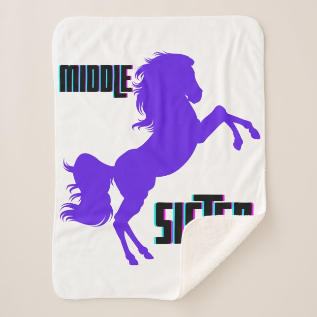 Middle Sister Purple Pony Rearing Sherpa Blanket (Front)