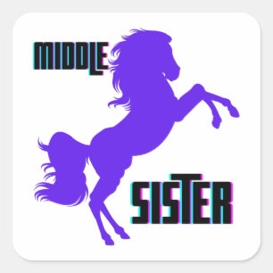 Middle Sister Purple Pony Rearing Square Sticker