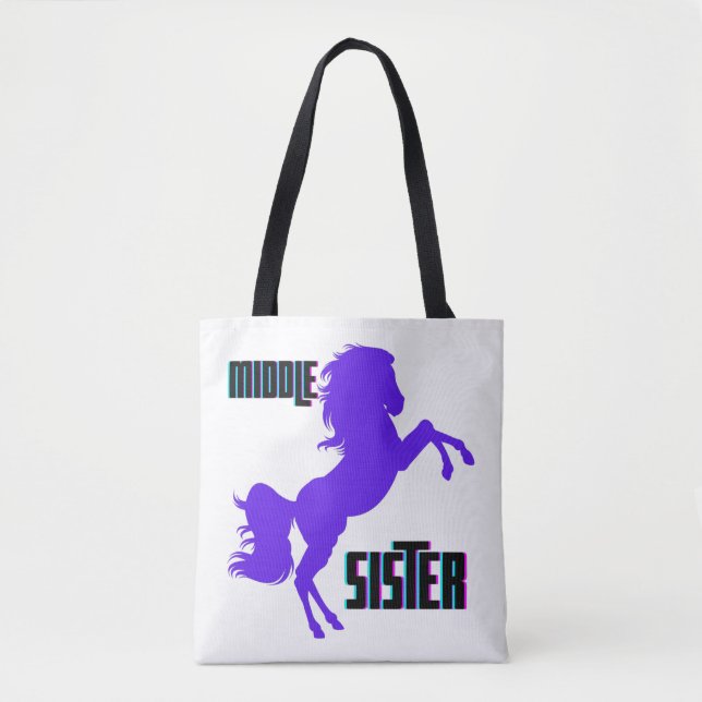 Middle Sister Purple Pony Rearing Tote Bag (Front)