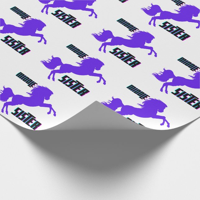 Middle Sister Purple Pony Rearing Wrapping Paper (Corner)