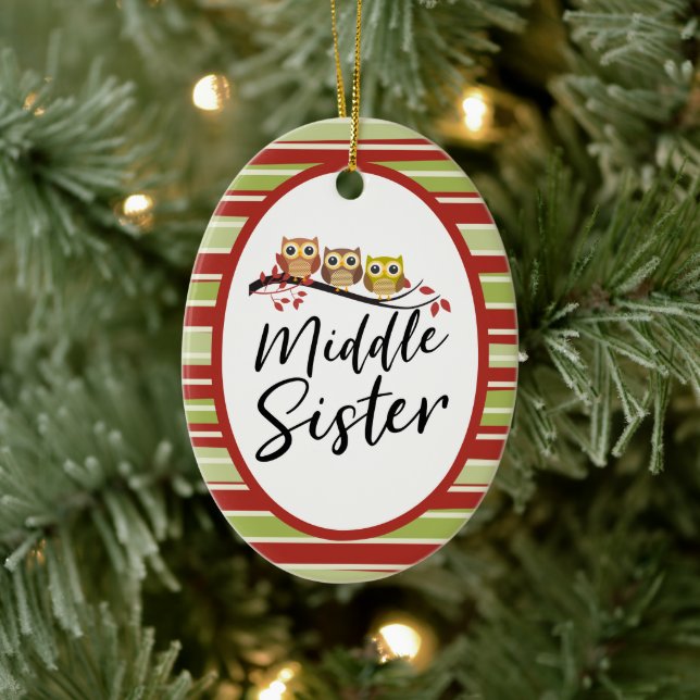 Middle Sister Three Owls Matching Sister Ceramic Tree Decoration (Tree)