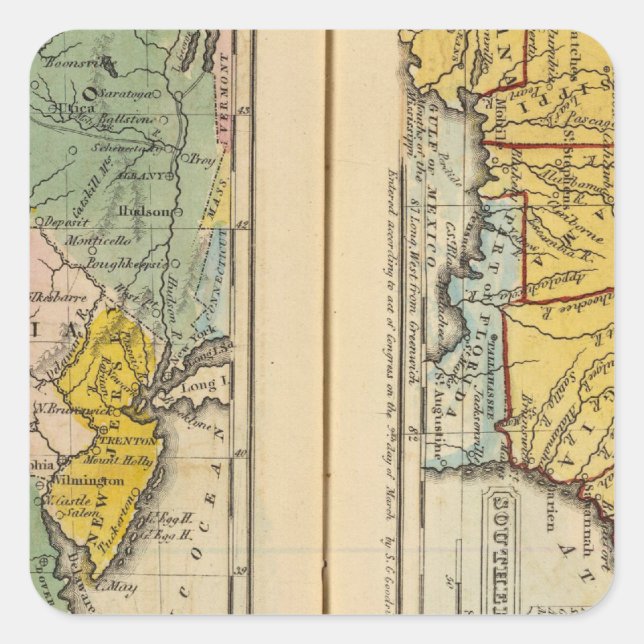 Middle & Southern States Square Sticker (Front)