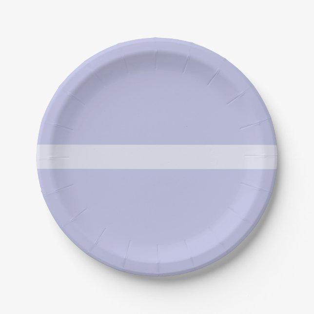 Middle Stripe Nearly Solid Minimal Lavender Purple Paper Plate (Front)