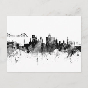 Middlesbrough England Skyline Black White Postcard