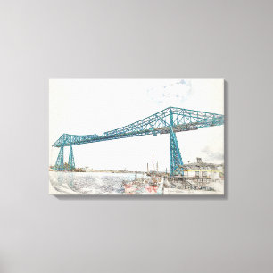 Middlesbrough Transporter Bridge Artistic Sketch Canvas Print