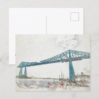 Middlesbrough Transporter Bridge Artistic Sketch Postcard
