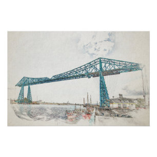 Middlesbrough Transporter Bridge Artistic Sketch Poster