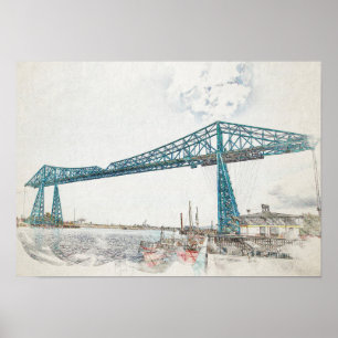 Middlesbrough Transporter Bridge Artistic Sketch Poster