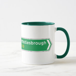 Middlesbrough, UK Road Sign Mug