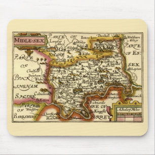 Middlesex Middle-Sex County England Old Atlas Map Mouse Mat