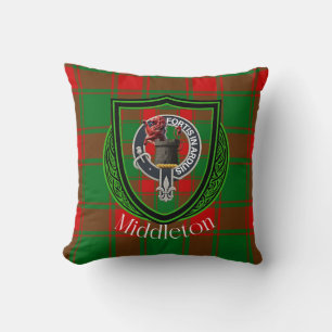 Middleton Scottish Clan Tartan & Crest Cushion