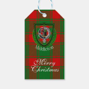 Middleton Scottish Clan Tartan & Crest Gift Tags