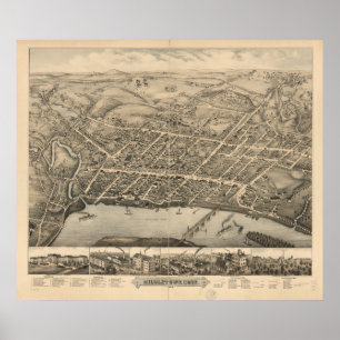 Middletown Connecticut 1877 Antique Panoramic Map Poster
