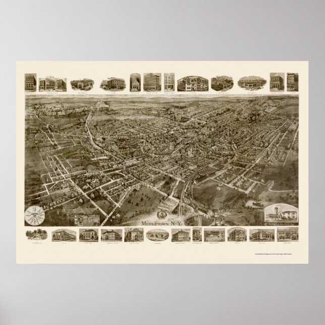 Middletown, NY Panoramic Map - 1921 Poster (Front)