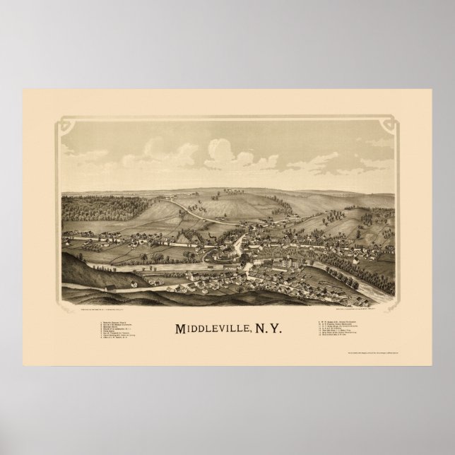 Middleville, NY Panoramic Map - 1890 Poster (Front)