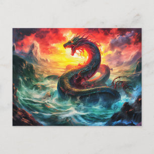 Midgard snake in the norhtern sea Viking mythology Postcard