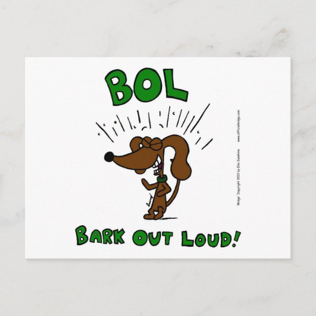 Midge "BOL Bark Out Loud" Postcard (Front)