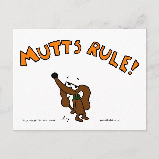 Midge MUTTS RULE Postcard (Front)
