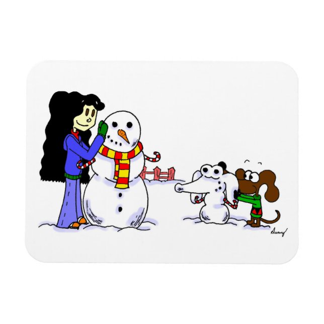 Midge Snowman Flexible Photo Magnet - Customisable (Horizontal)