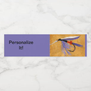 Midge wet fly, fly tying, fly fishing art water bottle label