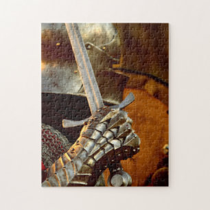 Midieval Knight in Metal Armour with Iron Sword Jigsaw Puzzle