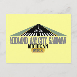 Midland Bay City Saginaw MI - Airport Postcard