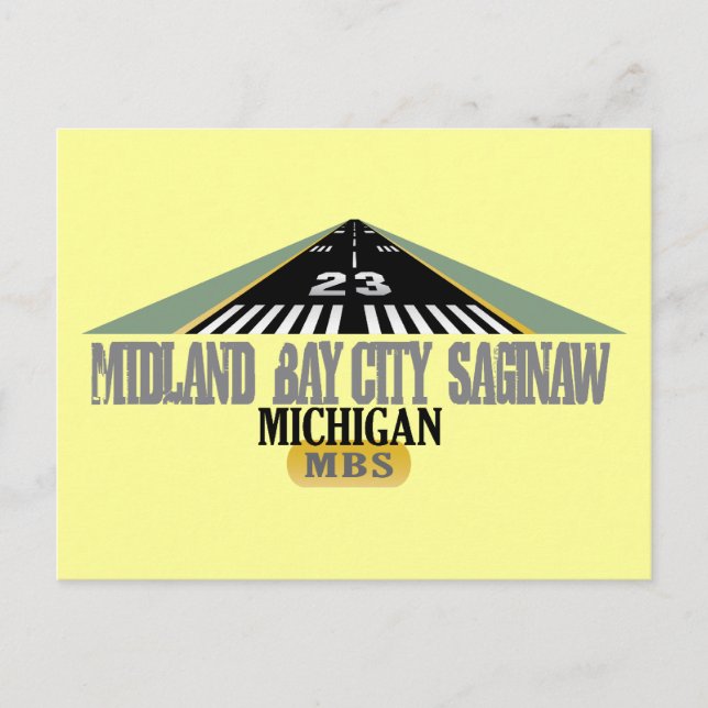 Midland Bay City Saginaw MI - Airport Postcard (Front)