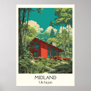 Midland Michigan Vintage Architecture Nature Art Poster