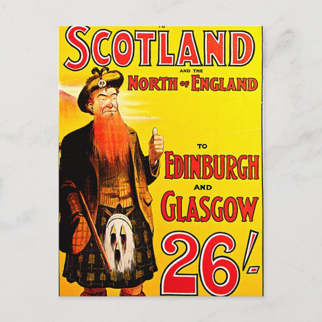 Midland Railway Scotland Bagpipe Kilt Travel Art Postcard (Front)