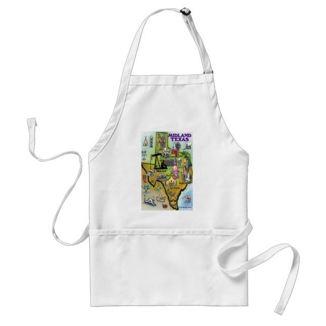 Midland Texas Cartoon Map Standard Apron (Front)