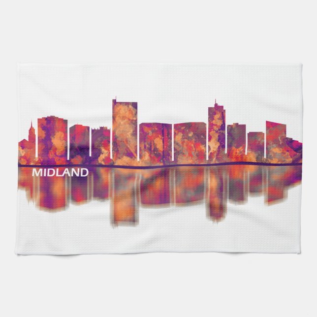 Midland Texas Skyline Tea Towel (Horizontal)