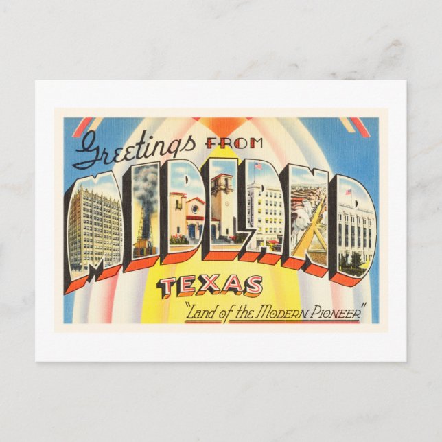 Midland Texas TX Old Vintage Travel Souvenir Postcard (Front)