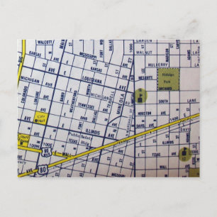 Midland, TX Vintage Map Postcard