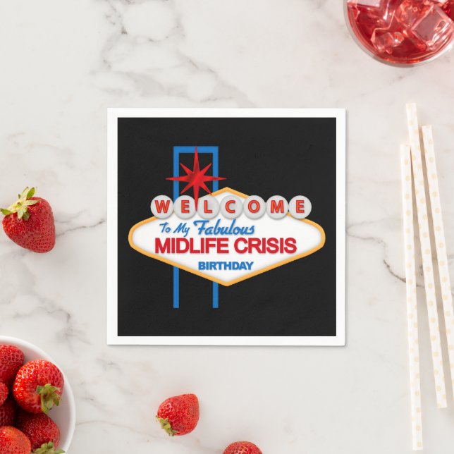 Midlife Crisis Birthday party paper napkins (Insitu)