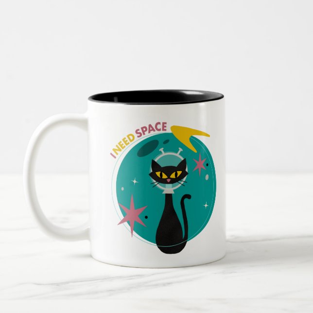MidMod Cat in Space Mug 'I Need Space' (Left)
