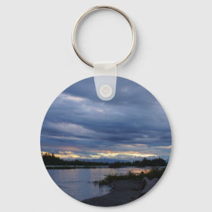Midnight Alaska Sunset Key Ring