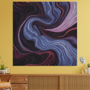 Midnight Amethyst Marble Swirl Purple Blue Fluid Canvas Print