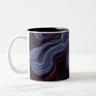 Midnight Amethyst Marble Swirl Purple Blue Fluid Two-Tone Coffee Mug
