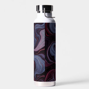 Midnight Amethyst Marble Swirl Purple Blue Fluid Water Bottle