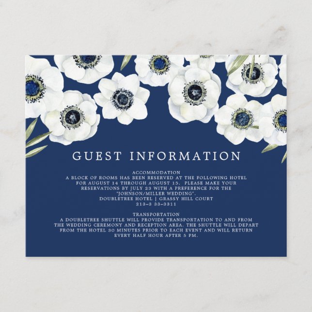 Midnight Anemone | Floral Wedding Enclosure Card (Front)
