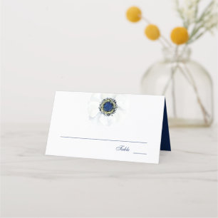 Midnight Anemone Floral Wedding Place Card