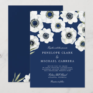 Midnight Anemone Wedding Invitation
