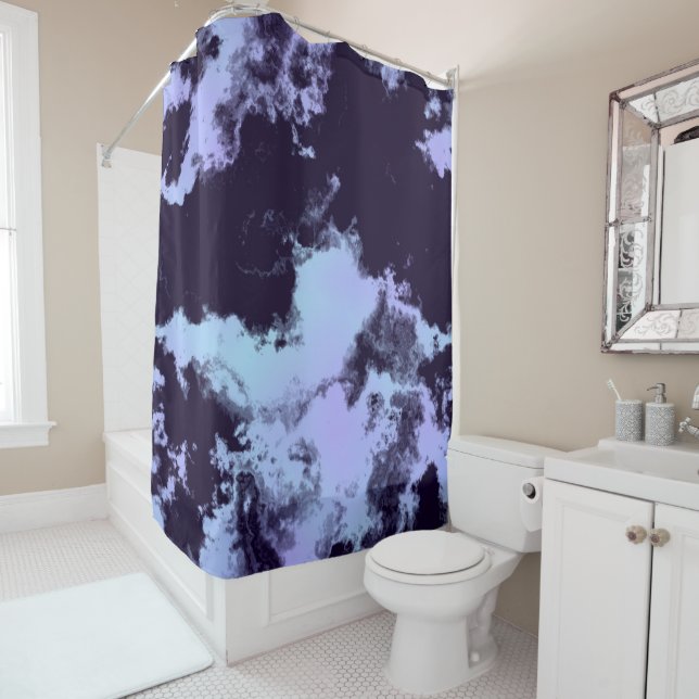 Midnight Angel Blue Shower Curtain (In Situ)