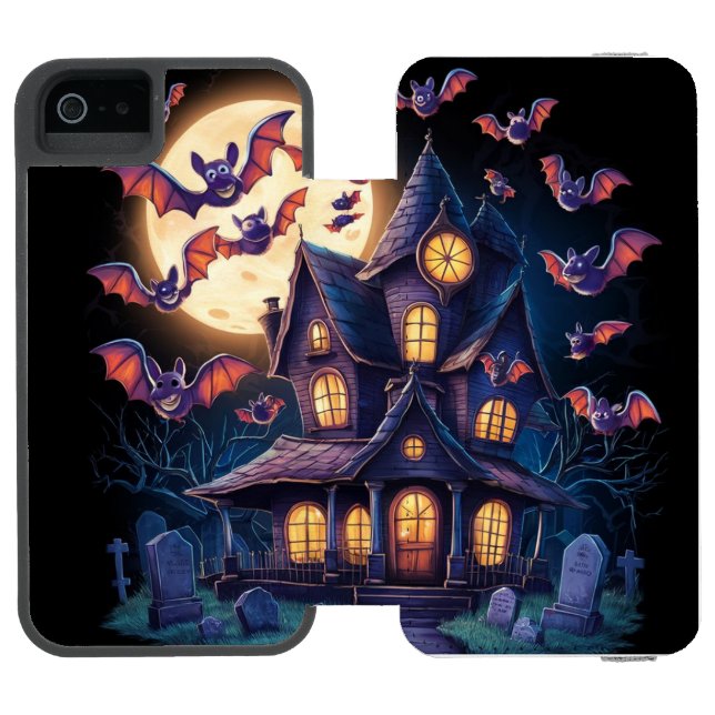 Midnight at the Haunted Estate Incipio iPhone Wallet Case (Folio Open)