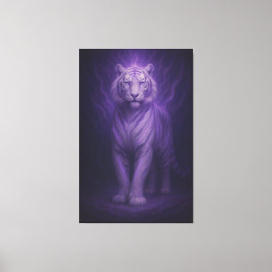 Midnight Aura White Tiger – Mystic Power Canvas Print