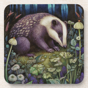 Midnight Badger Hard Plastic Coaster