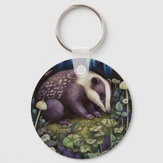 Midnight Badger Keychain (Front)